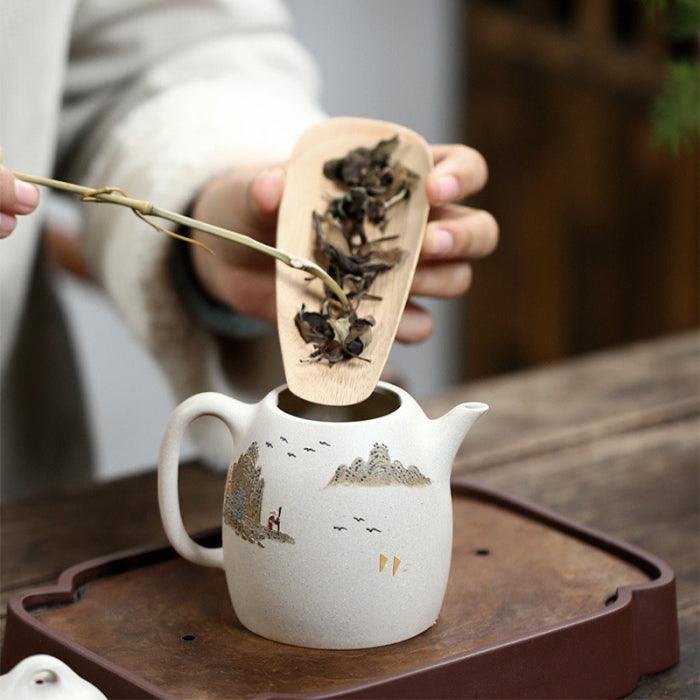 Bai Yu Duan Ni 'Qinquan' Yixing Teapot with Clay Painting 280ml - Shanghai Teas