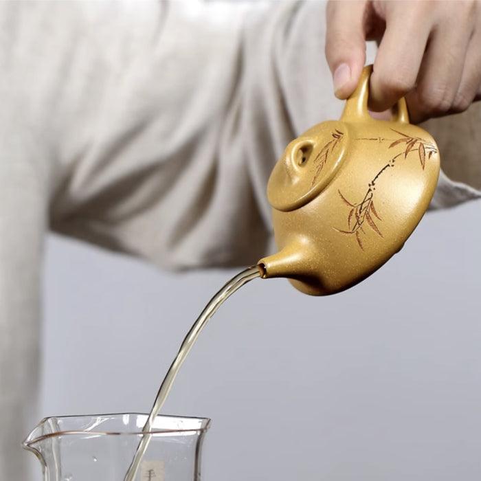 Bamboo Yixing Teapot, Yellow Duanni Clay, Li Xiao Lu 160ml - Shanghai Teas