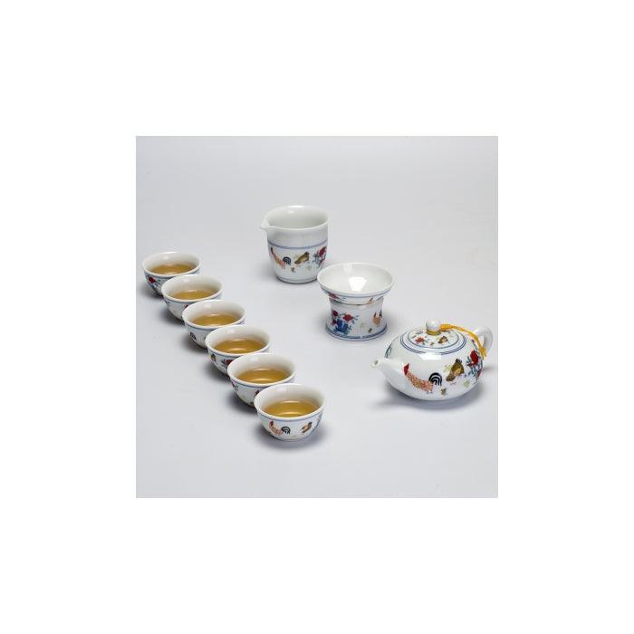 Chicken Gongfu Tea Set, Antique Style: Teapot, Cups, Pitcher & Filter - Shanghai Teas