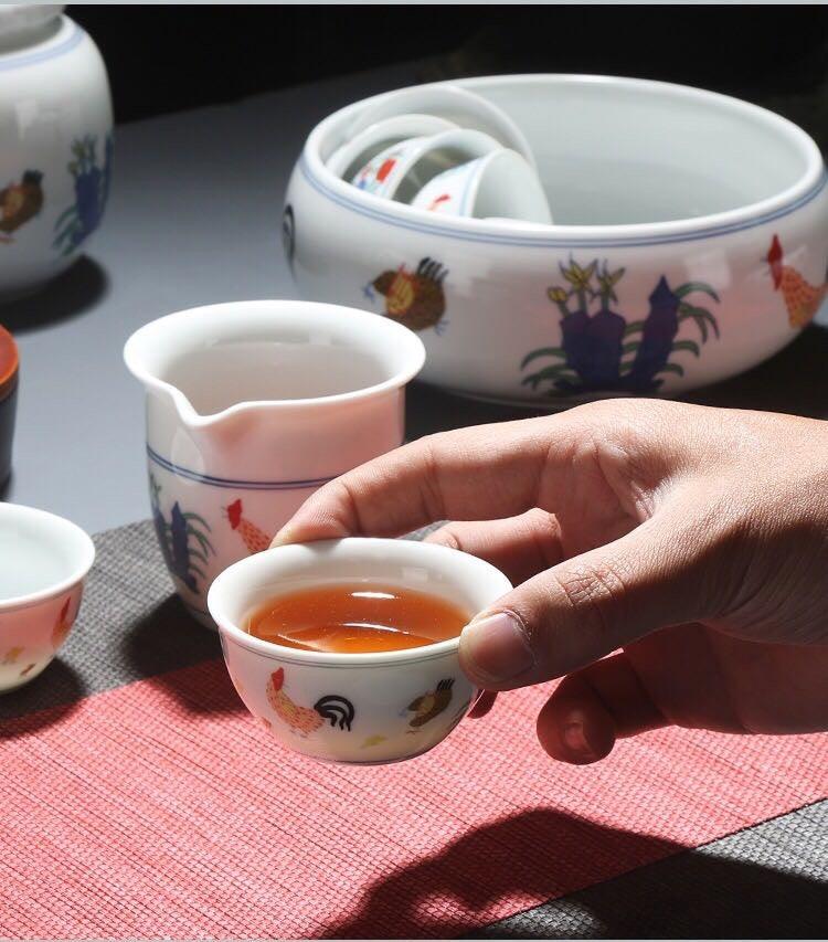 Chicken Gongfu Tea Set, Antique Style: Teapot, Cups, Pitcher & Filter - Shanghai Teas