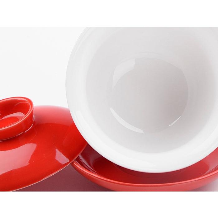 'Double Happiness' Chinese Red Wedding Set: 2 Gaiwans, Bowls, Chopsticks, Spoons & 1 Tray - Shanghai Teas