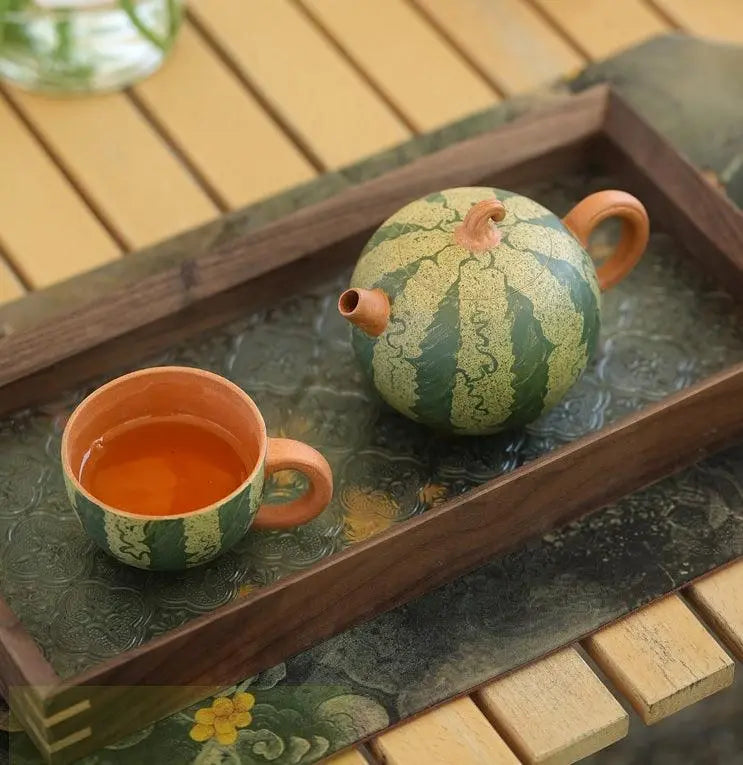 Lao Watermelon Handmade Yixing Teapot 210ml - Shanghai Teas