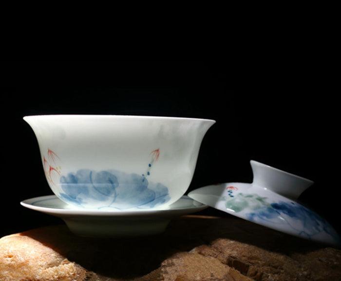 'Paradise of the Fish' Chinese Gaiwan Tea Set (120 ml / 4.1 oz) - Shanghai Teas