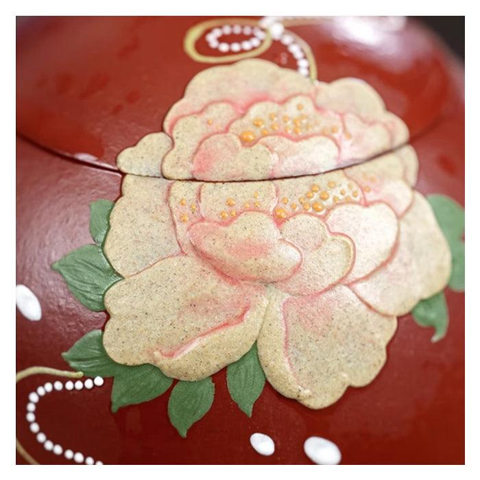 Pufferfish Xishi Yixing Teapot, Peony Art, Da Hong Pao Zhu Ni Clay 150ml - Shanghai Teas