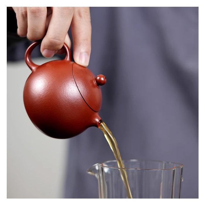 Pufferfish Xishi Yixing Teapot, Peony Art, Da Hong Pao Zhu Ni Clay 150ml - Shanghai Teas