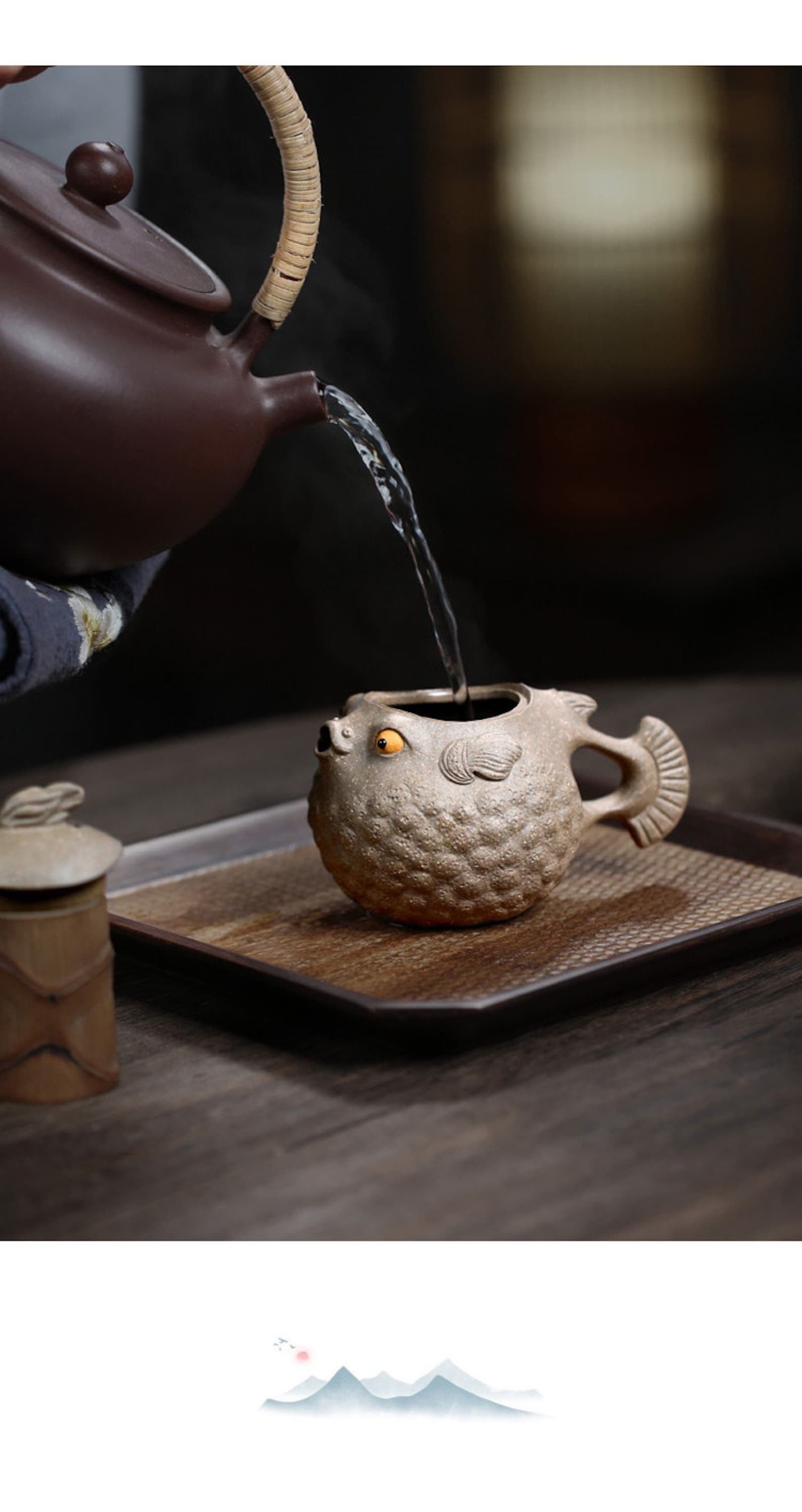 Yixing Zisha Clay Teapot, Cute Little Puffer Fish 150ml