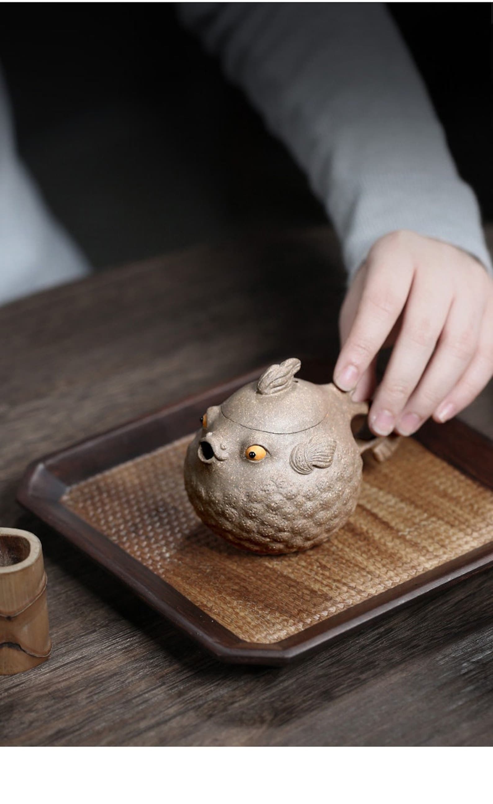 Yixing Zisha Clay Teapot, Cute Little Puffer Fish 150ml