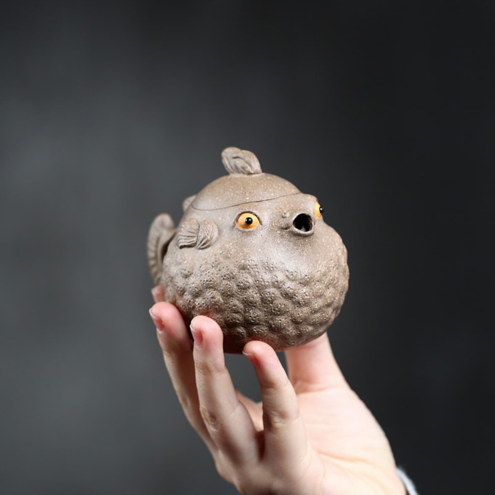 Yixing Zisha Clay Teapot, Cute Little Puffer Fish 150ml