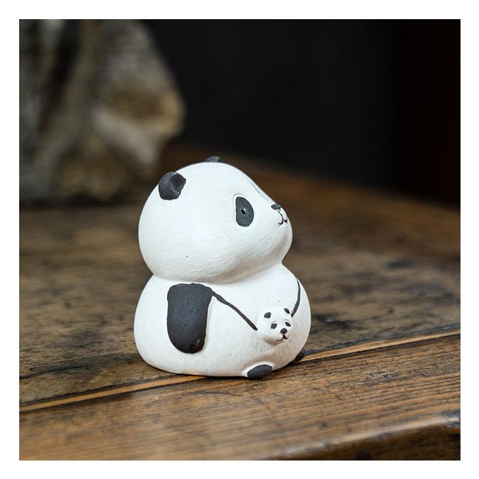 Panda Tea Pet, White Yixing Clay Panda Figurine