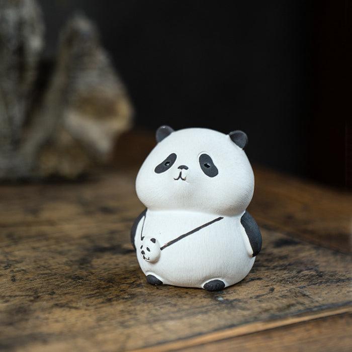 Panda Tea Pet, White Yixing Clay Panda Figurine