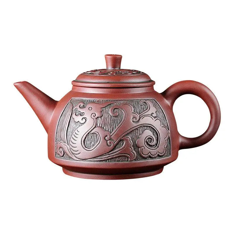 Prosperity Dragon Yixing Teapot with Clay Painting