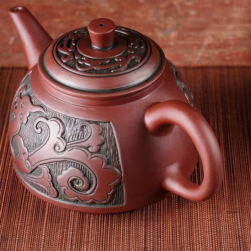 Prosperity Dragon Yixing Teapot with Clay Painting