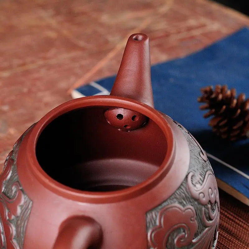 Prosperity Dragon Yixing Teapot with Clay Painting