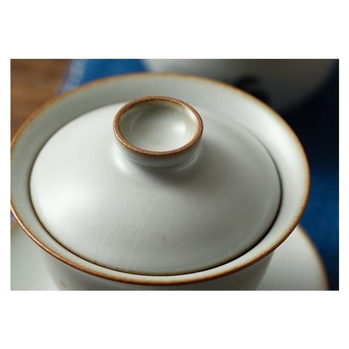 Ru Kiln Artisan Cat Gaiwan – Handmade Ruyao Gaiwan, Crackle Glaze 160ml